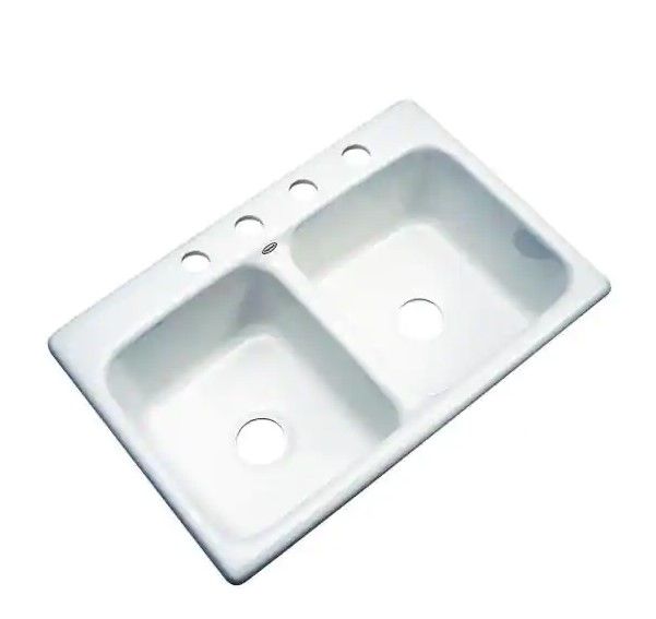 Photo 1 of ***PICTURE USED AS REFERENCE***
Drop-in Acrylic 33.in 3-Hole Double Bowl Kitchen Sink in White