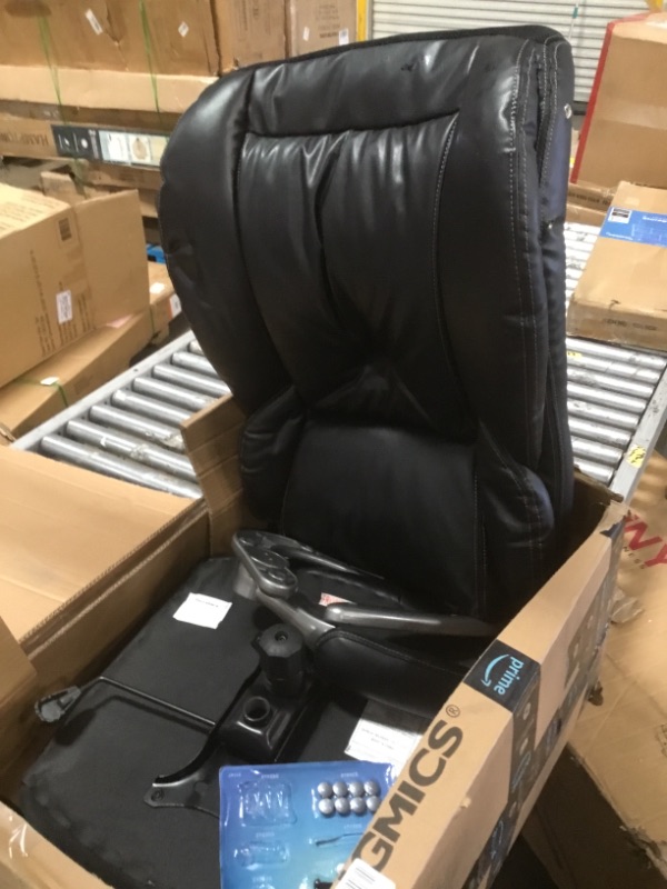 Photo 2 of SONGMICS Extra Big Office Chair, High Back PU Executive Chair with Thick Seat and Tilt Function, Flip up Arms, Black UOBG94BK
