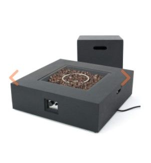 Photo 1 of ***PICTURE USED AS REFERENCE***
Dark Grey Square 50K BTU Outdoor Gas Fire Pit Table with Tank Holder
