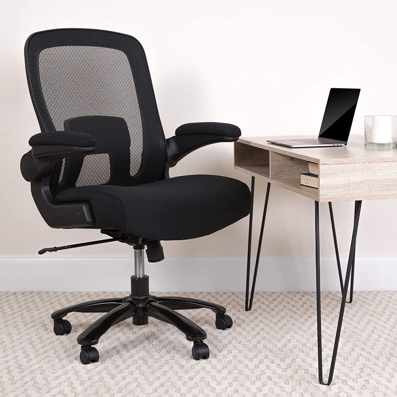 Photo 1 of Flash Furniture Big & Tall Office Chair | Black Mesh Executive Swivel Office Chair with Lumbar and Back Support and Wheels
