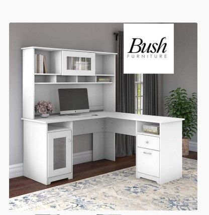 Photo 1 of **INCOMNPLETRE BOX 1 OF 2***
BUSH FURNITURE L-SHAPED DESK WITH HUTCH
