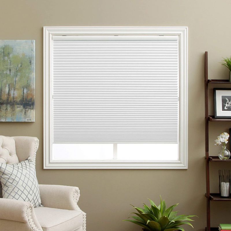 Photo 1 of Cellular Shades Cordless Blackout Honeycomb Blinds Fabric Window Shades White(Blackout), 29" W x 64" H
