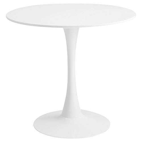 Photo 1 of ?Roomnhome? Self-Assembly ?31.5'' Round Table, Sturdy Décor Table with a Combination of Iron Frame and 0.7'' Thickness MDF Top White Round Tabl
