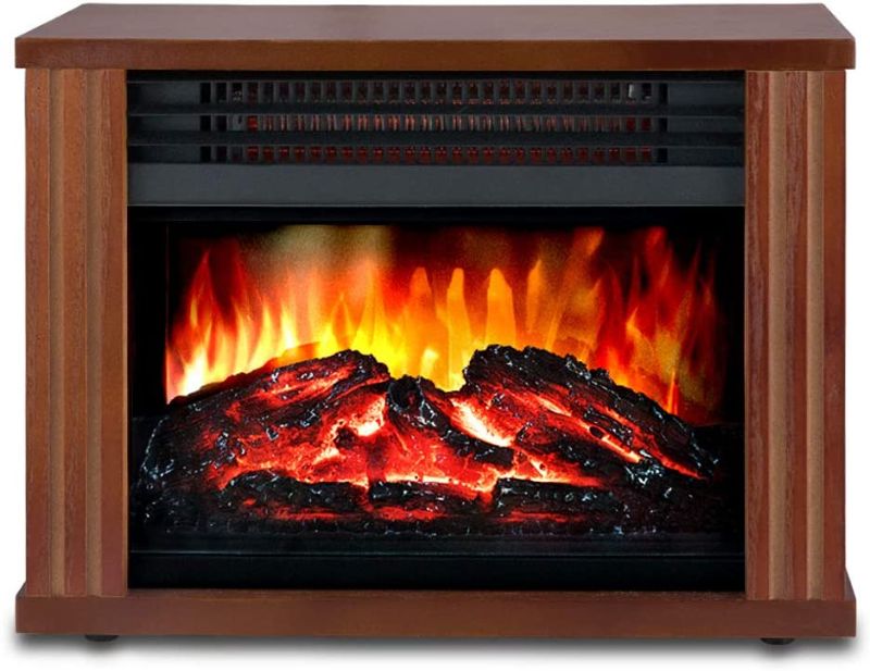 Photo 1 of LifePlus Electric Fireplace with 3D Realistic Flame Effect, Portable Fireplace Heater 2 Modes Setting, Overheating Safety Protection, Small Space Heater for Indoor Use, 1500w, Wood Frame
