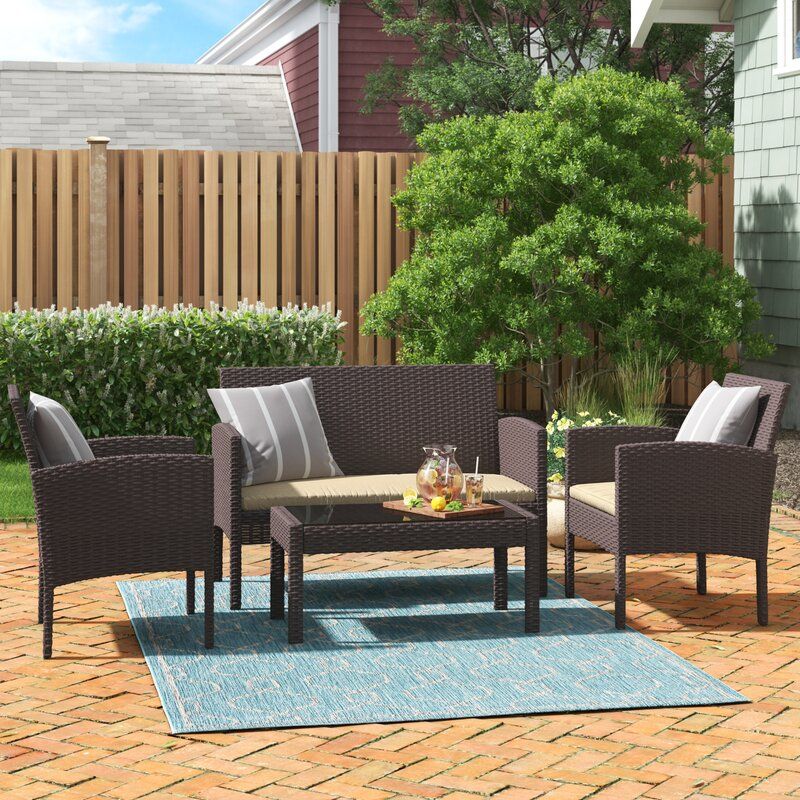 Photo 1 of Rattan 4 - Person Seating Group with Cushions
**MISSING COMPONENTS TABLE AND BENCH, CHAIRS ONLY, COMES IN 1 BOX OUT OF 2, 1 BOX MISSING**