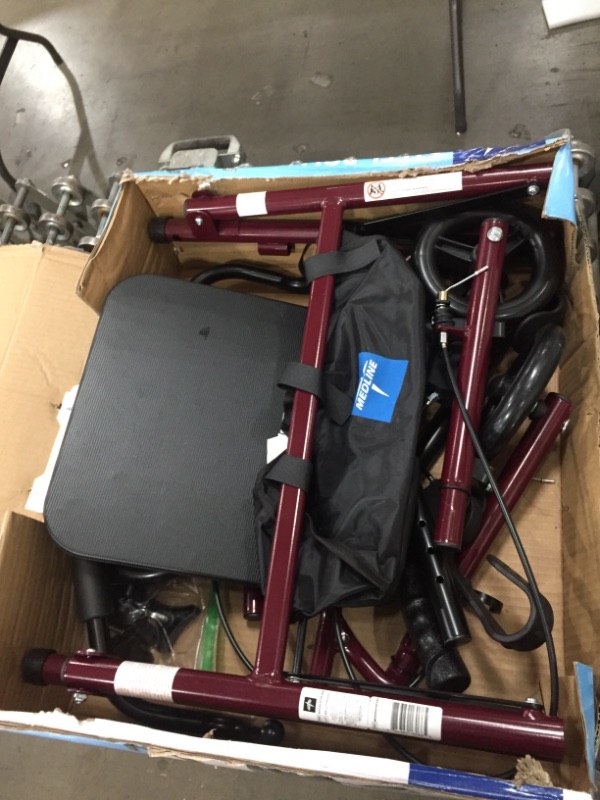 Photo 2 of Medline Steel Rollator Walker Burgundy 350 lbs Capacity