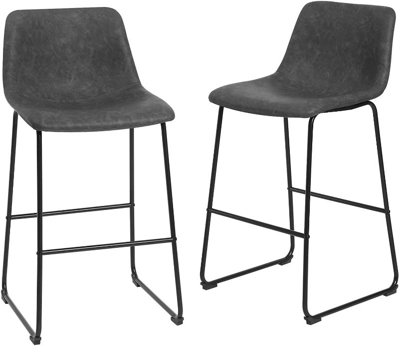 Photo 1 of SONGMICS Set of 1 SINGLE Bar Stool, Mid-Century Modern Chairs with Metal Legs, 28”, Retro Black and Black
**LOOSE MISSING HARDWARE**