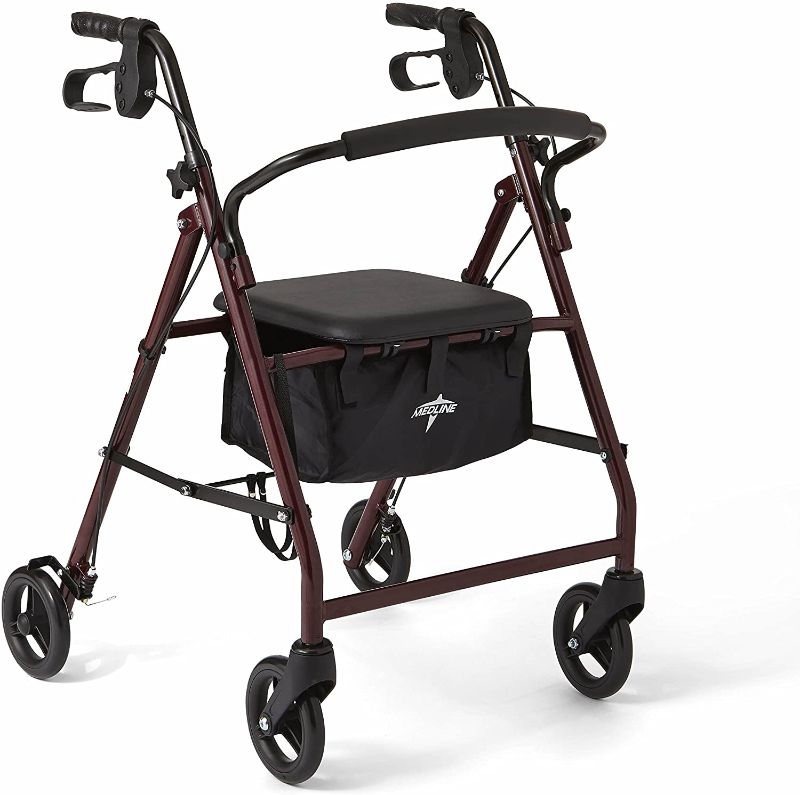 Photo 1 of Medline Basic Steel Rollators Red
