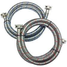 Photo 1 of 3/4 in. FIP x 3/4 in. FIP x 60 in. Stainless Steel Washing Machine Hose Set
