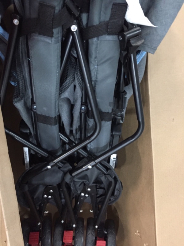 Photo 1 of Dream On Me Volgo Twin Umbrella Stroller in Blue and Dark Grey
