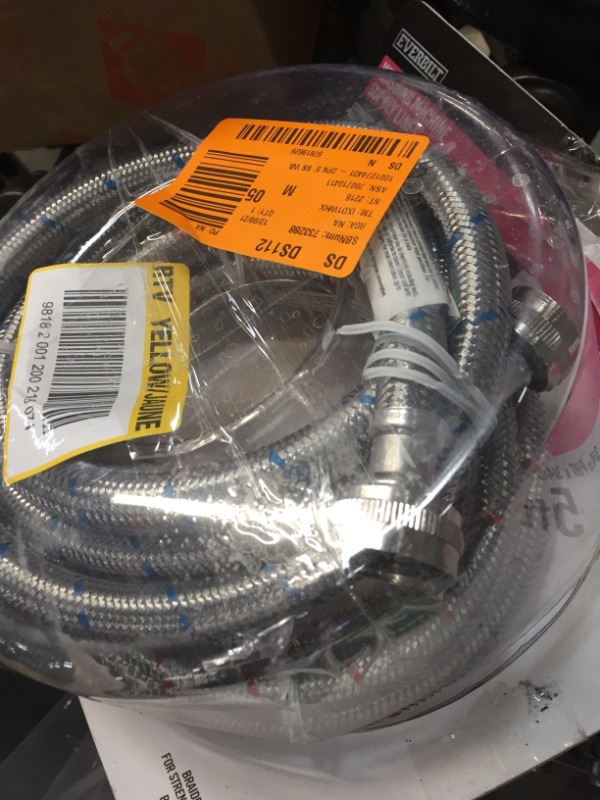 Photo 2 of 3/4 in. FIP x 3/4 in. FIP x 60 in. Stainless Steel Washing Machine Hose Set
