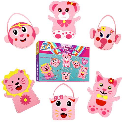 Photo 1 of 2 pack Easy Start Sewing Kit for Kids(3 Purses + 3 Hand Puppet) - Woodland Animals Kids Sewing Kit 
