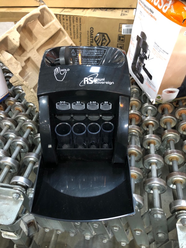 Photo 1 of Royal Sovereign 1 Row ECO-Friendly Manual Hand Crank Coin Sorter (QS-1), Single,Black
