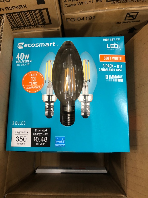 Photo 2 of 40-Watt Equivalent B11 Candle Dimmable ENERGY STAR Clear Glass Filament LED Vintage Edison Light Bulb Soft White (pack of 12) 