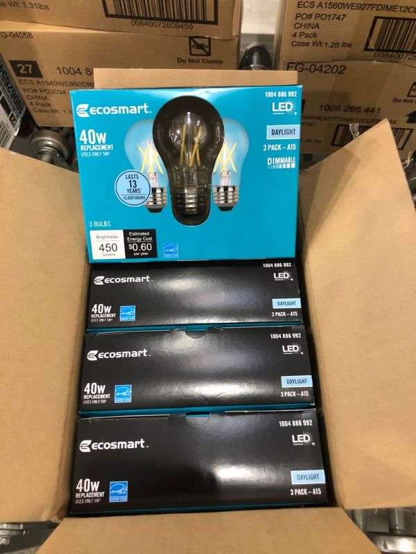 Photo 2 of 40-Watt Equivalent A15 Dimmable ENERGY STAR Clear Glass Decorative Filament Vintage LED Light Bulb Daylight(12)