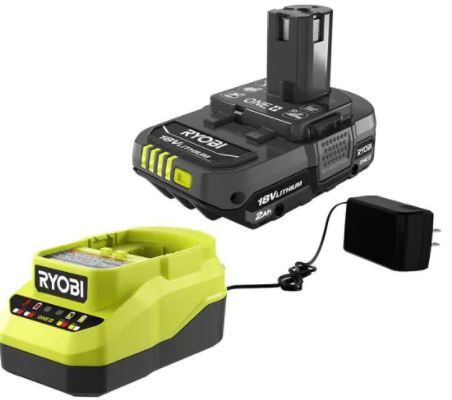 Photo 1 of RYOBI
ONE+ 18V Lithium-Ion 2.0 Ah Compact Battery and Charger Starter Kit