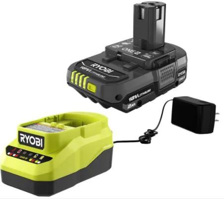 Photo 1 of RYOBI
ONE+ 18V Lithium-Ion 2.0 Ah Compact Battery and Charger Starter Kit