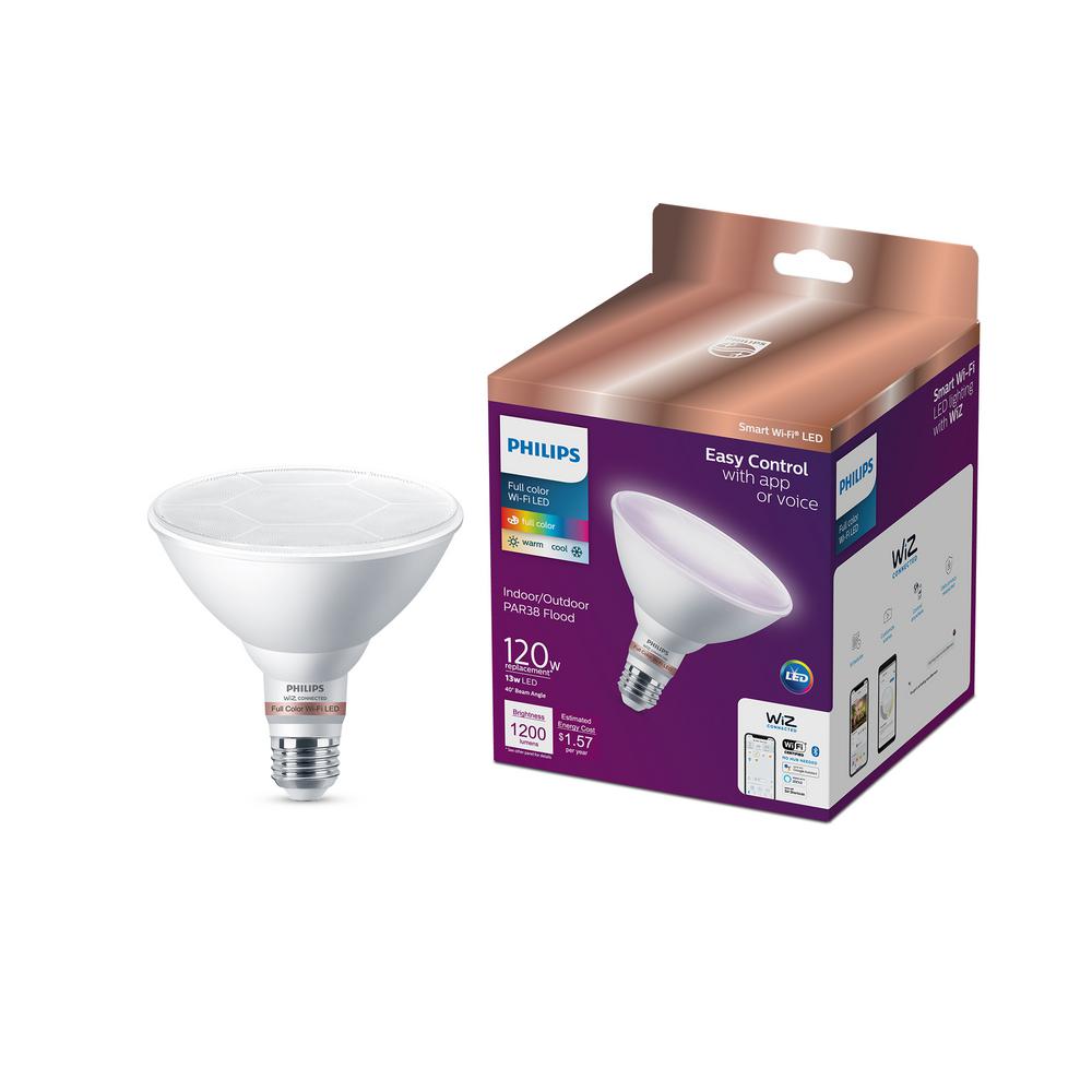 Photo 1 of Philips Color and Tunable White PAR38 120W Equivalent Dimmable Smart Wi-Fi WiZ Connected LED Light Bulb