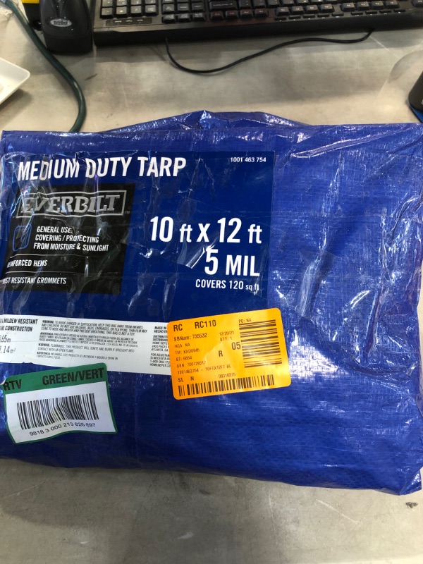 Photo 1 of 10 ft. x 12 ft. Blue Tarp