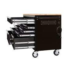 Photo 1 of 52 in. W 9-Drawer, Deep Tool Chest Mobile Workbench in Gloss Black
