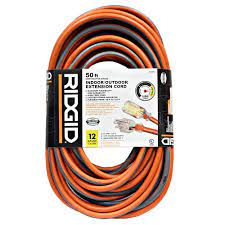 Photo 1 of 50 ft. 12/3 Heavy Duty Contractor Grade Outlet Indoor/Outdoor Extension Cord, Orange/Gray
