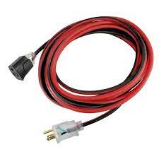 Photo 1 of 50 ft. 14/3 Single Lighted Locking Extension Cord, Red and Black
