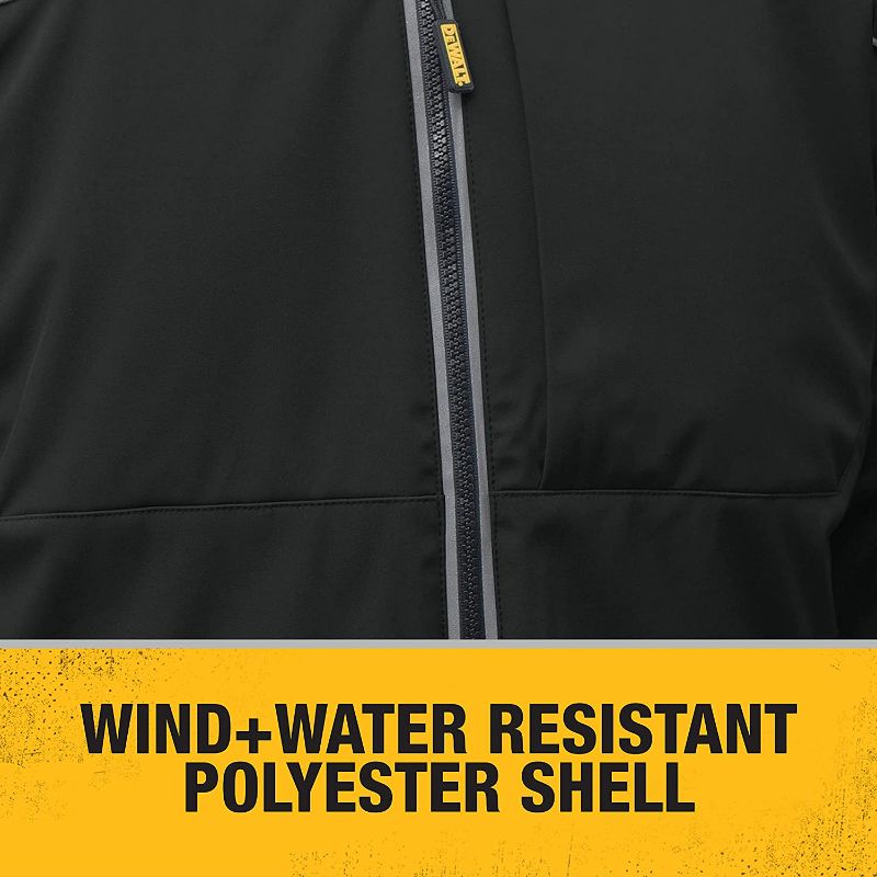 Photo 1 of DEWALT DCHJ072 Heated Lightweight Soft Shell Jacket Kit with 2.0Ah Battery and Charger, DCHJ072D1, 2X, Black
