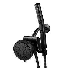 Photo 1 of 12-Spray High Pressure 1.8 GPM 5 in. Wall Mount Dual Shower Head and Handheld Shower Head in Matte Black
