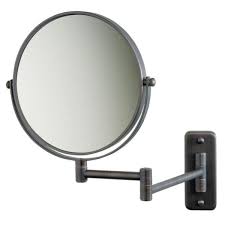 Photo 1 of 5X 12 in. L x10 in. W Wall Mount Makeup Mirror in Bronze
