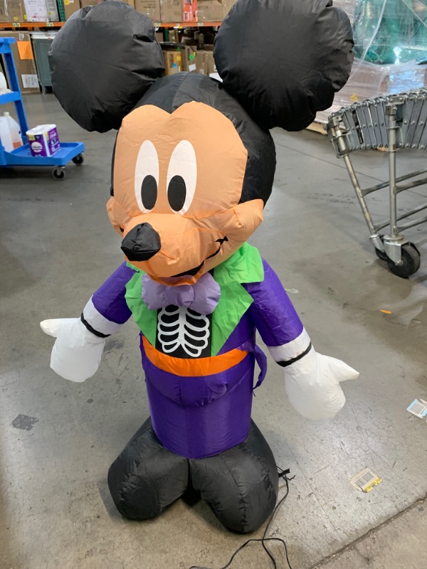 Photo 2 of 3.5 ft. Mickey in Purple Skeleton Costume Airblown Disney Halloween Inflatable
