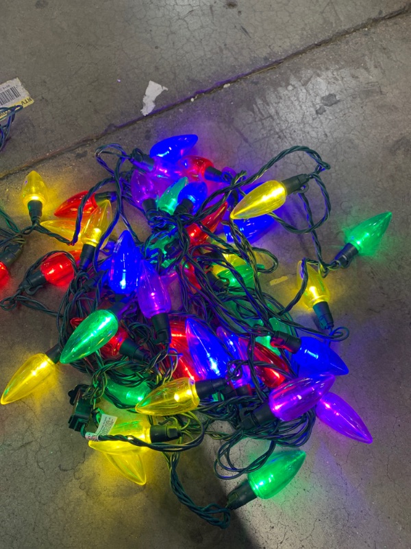 Photo 2 of 32.6 ft. 50-Light C9 Transparent Multi Color Ultra Bright LED String Light Set
