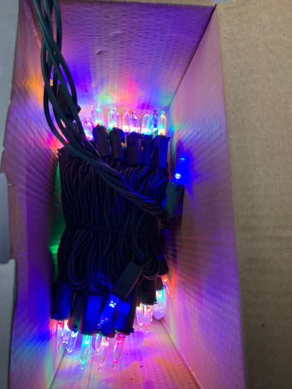 Photo 2 of 28.8 ft. 100-Light Warm White to Multi Color LED Smooth Mini String Lights (2-Function)
