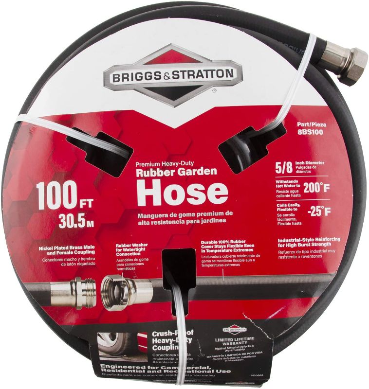 Photo 1 of Briggs and Stratton 8BS100 100-Foot Premium Heavy-Duty Rubber Garden Hose
