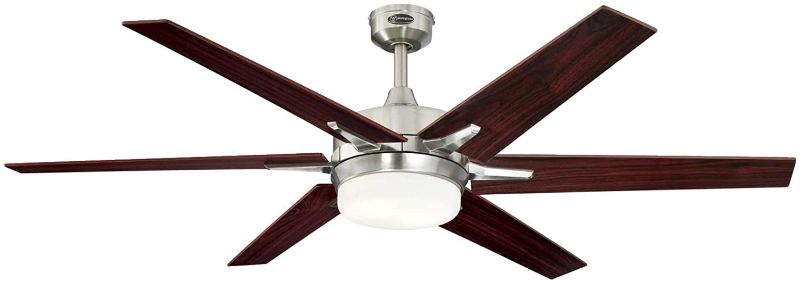 Photo 1 of Westinghouse Lighting Cayuga 60-inch Ceiling Fan with LED Light Kit in Brushed Nickel
