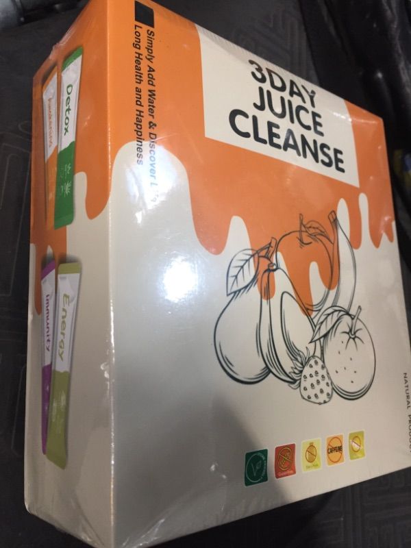 Photo 2 of 3 Day Juice Cleanse with 24 Powder Packets, All Natural Detox Juice for Detox Weight Loss and Immunity Support
expires July 2022