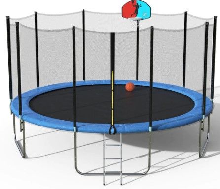 Photo 1 of BOX 3 OF 3- 15 ft. Round Trampoline with Safety Enclosure Basketball Hoop and Ladder
