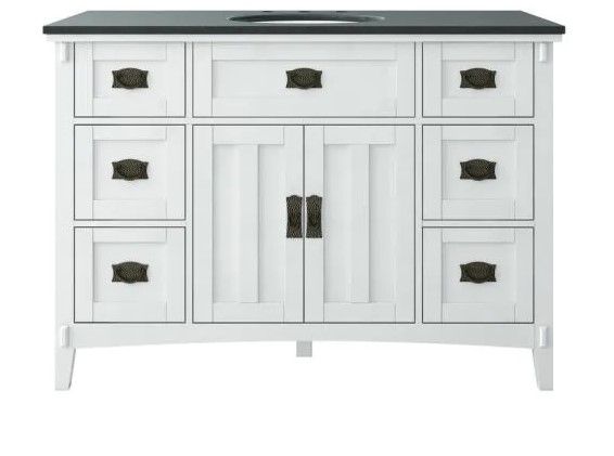 Photo 1 of Home Decorators Collection
Artisan 48 in. W Bath Vanity in White with Vanity Top in Natural Black with White Basin