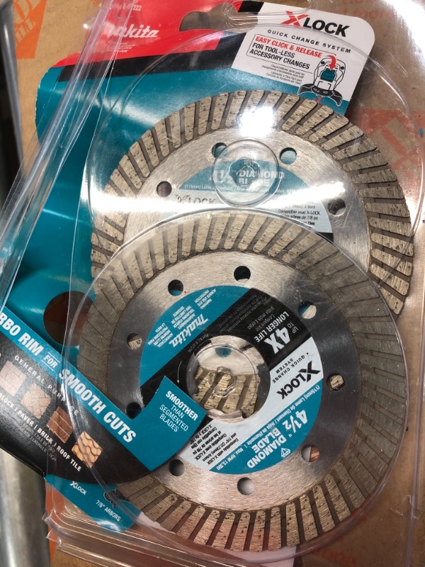Photo 1 of *Makita E-07222 X-LOCK 4-1/2-Inch Turbo Rim Diamond Blade for Masonry Cutting, 2-Pack
