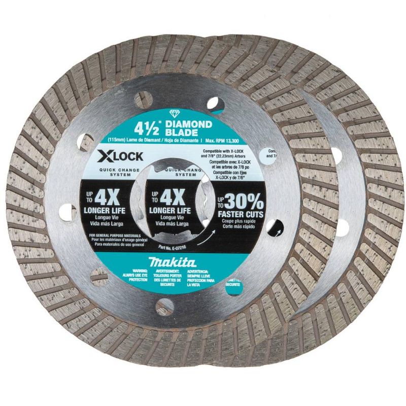 Photo 1 of *Makita E-07222 X-LOCK 4-1/2-Inch Turbo Rim Diamond Blade for Masonry Cutting, 2-Pack
