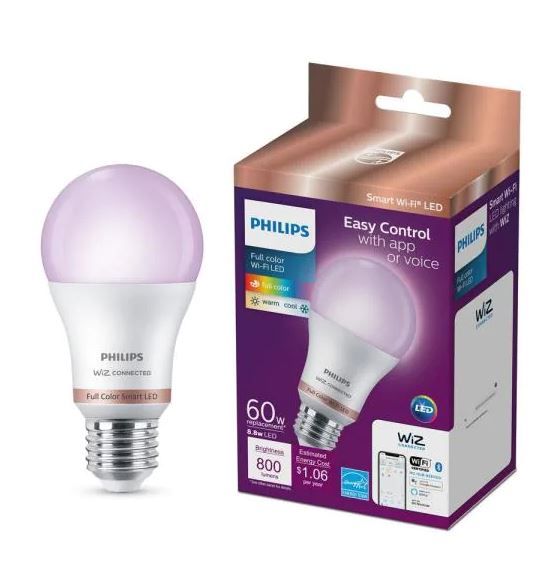 Photo 1 of ***FACTORY/STRAPPED/SEALED***
Philips
Color and Tunable White A19 LED 60-Watt Equivalent Dimmable Smart Wi-Fi Wiz Connected Wireless Light Bulb (3PK)