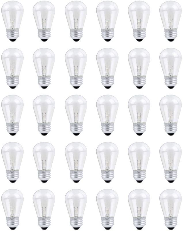 Photo 1 of 30 Pack S14 Outdoor String Light Bulbs Set, 120V 11W Clear Outdoor Patio Vintage Light Shatterproof Bulbs
