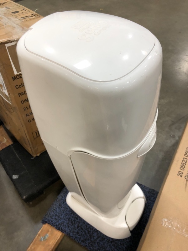 Photo 1 of Playtex Diaper Genie Complete Pail with Built-In Odor Controlling Antimicrobial, Includes Pail and 1 Clean Laundry Scent Refill, White Pail
