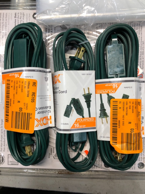 Photo 2 of 3pck- HDX 12 ft. 16/2 Green Cube Tap Extension Cord