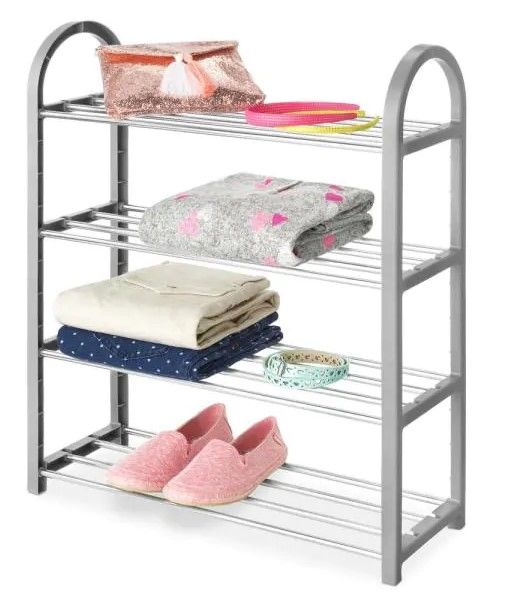 Photo 1 of 2 PACK **
25.25 in. H x 19.50 in. W 12- Pair 4-Shelf Grey Polypropylene Shoe Rack
