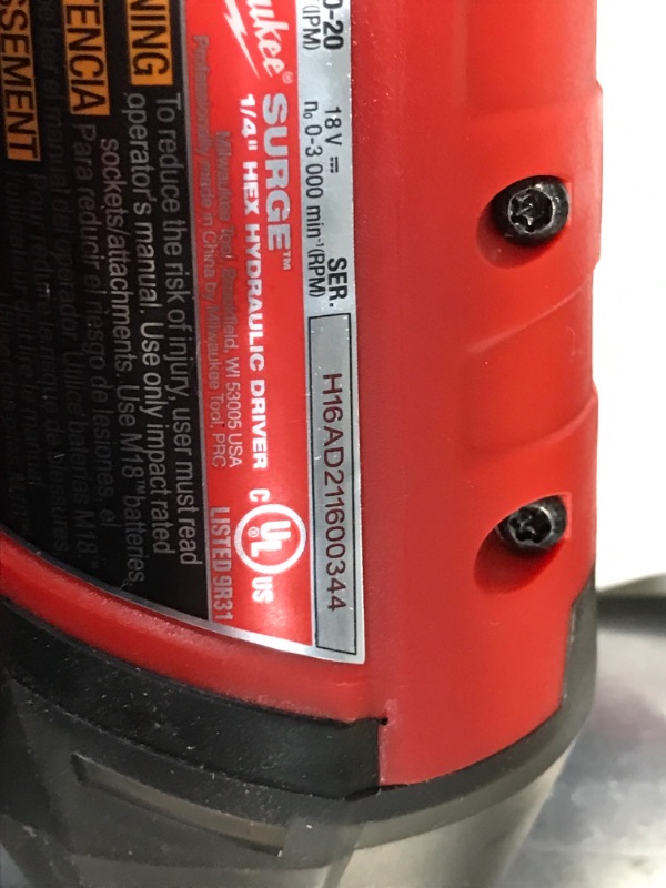 Photo 5 of ***PARTS ONLY*** Milwaukee 2760-20 M18 18V Lithium-Ion FUEL 1/4" SURGE Hex Hydraulic Driver (Bare Tool)
