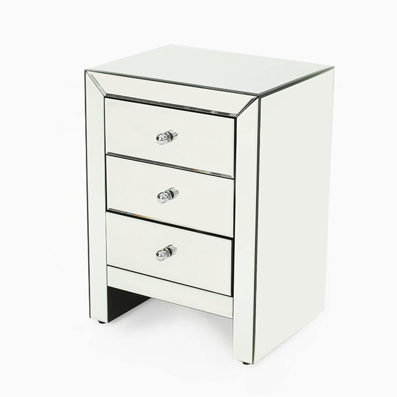 Photo 1 of Christopher Knight Home Lucretia Mirror Finished 3-Drawer Accent Table, Clear
