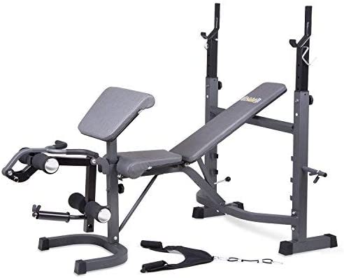 Photo 1 of **INCOMPLETE** Body Champ Olympic Weight Bench, Workout Equipment for Home Workouts, Bench Press with Preacher Curl, Leg Developer and Crunch Handle for At Home Workouts, Dark Gray/Black, BCB5860
