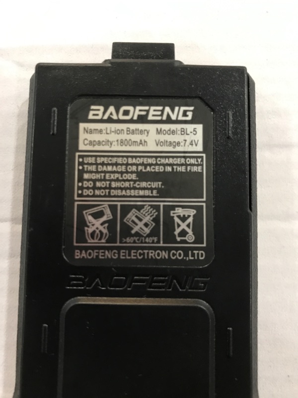 Photo 2 of tested**Baofeng UV-5R Two Way Radio Dual Band 144-148/420-450Mhz Walkie Talkie 1800mAh Li-ion Battery(Black)
