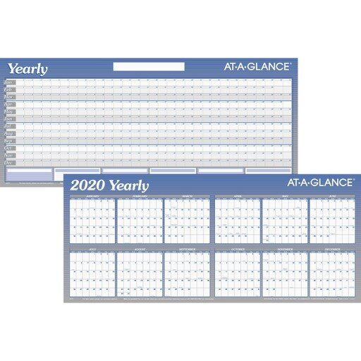 Photo 1 of At-a-GLANCE Large Horizontal Erasable Wall Planner, 26" X 60", White/Blue, 2021
