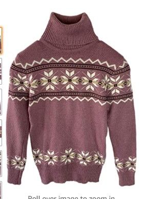 Photo 1 of WOMENS SWEATER TURTLENECK CABLE KNIT LONG SLEEVES SNOWFLAKE PULLOVER SWEATER/SIZE S
